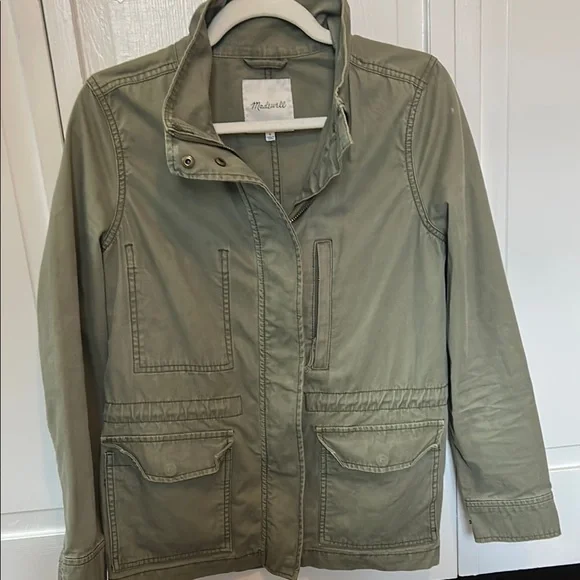 Madewell Green Utility Jacket with Stand-Up Collar - Picture 1 of 6